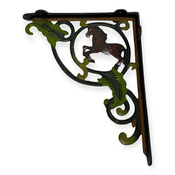 Vintage 1970s Cast Iron Jumping Horse Shelf Brackets Painted Rustic Equestrian - Picture 5 of 10